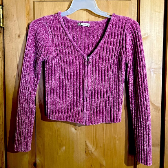 Pink Zip Up Sweater - Picture 1 of 3